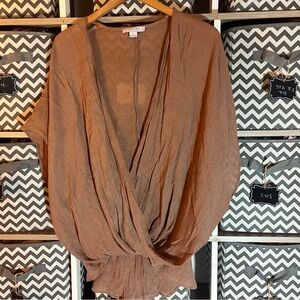 FAVLUX Brown Draped Blouse